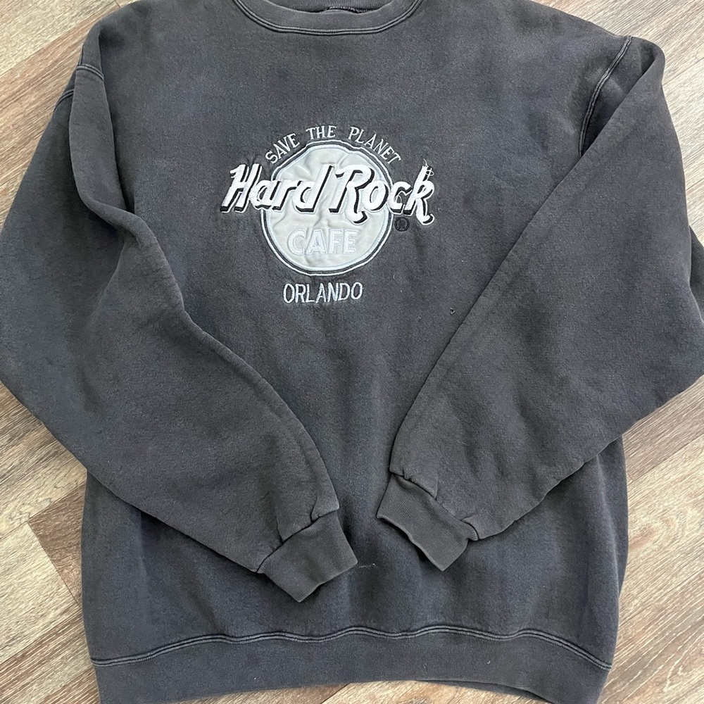 Hard Rock Cafe Black Crewneck Sweater Casual Cotton Blend
